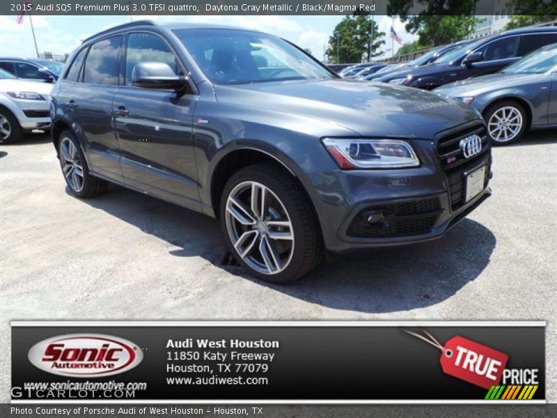 Daytona Gray Metallic / Black/Magma Red 2015 Audi SQ5 Premium Plus 3.0 TFSI quattro