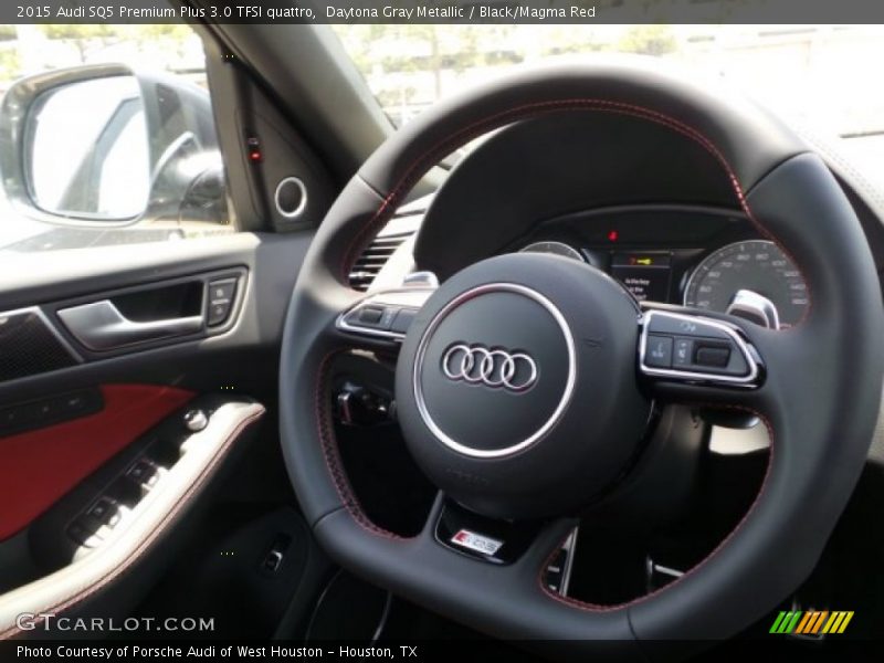 Daytona Gray Metallic / Black/Magma Red 2015 Audi SQ5 Premium Plus 3.0 TFSI quattro