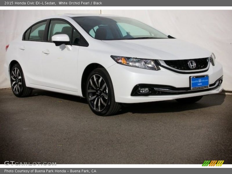 White Orchid Pearl / Black 2015 Honda Civic EX-L Sedan