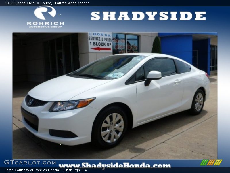 Taffeta White / Stone 2012 Honda Civic LX Coupe