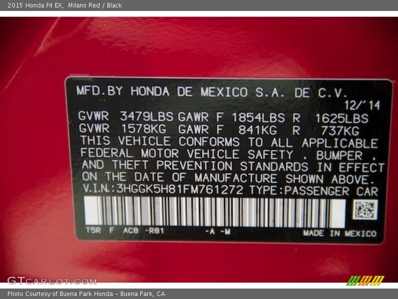 Milano Red / Black 2015 Honda Fit EX