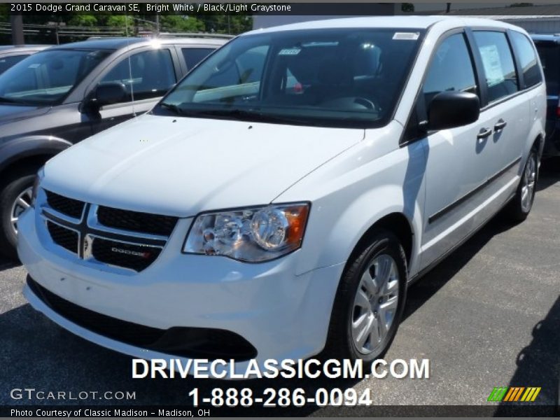 Bright White / Black/Light Graystone 2015 Dodge Grand Caravan SE