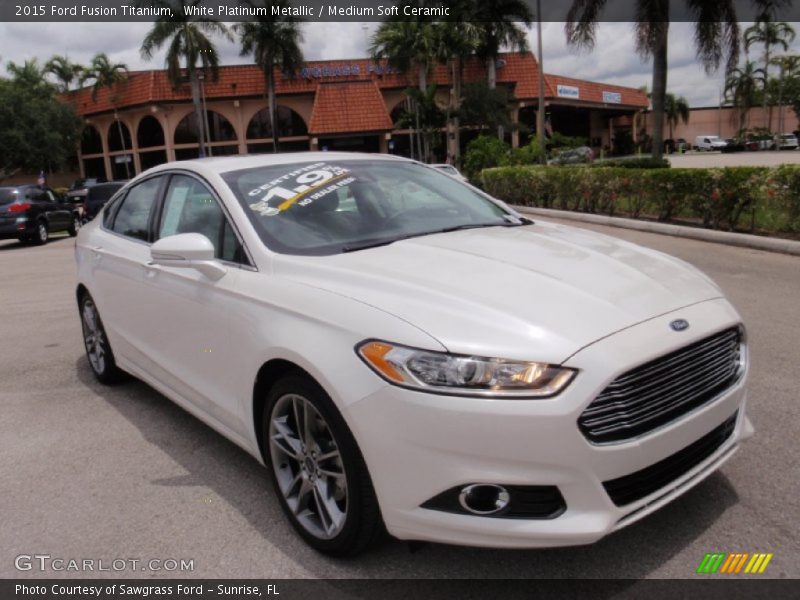 White Platinum Metallic / Medium Soft Ceramic 2015 Ford Fusion Titanium