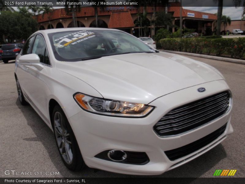 White Platinum Metallic / Medium Soft Ceramic 2015 Ford Fusion Titanium