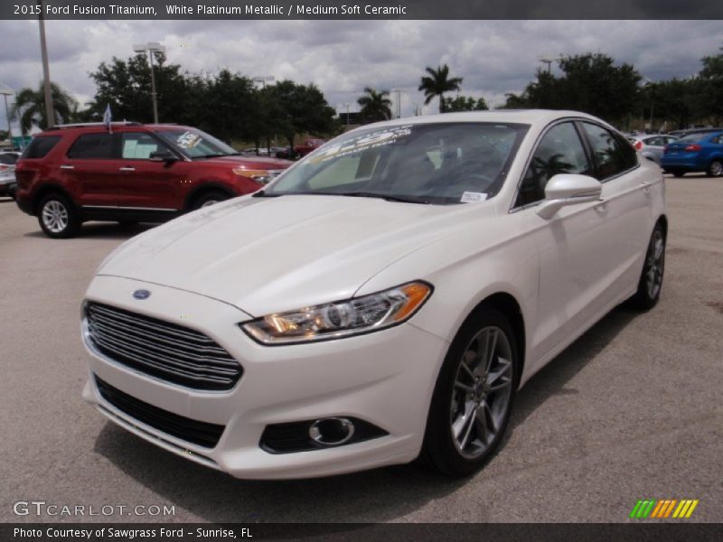 White Platinum Metallic / Medium Soft Ceramic 2015 Ford Fusion Titanium