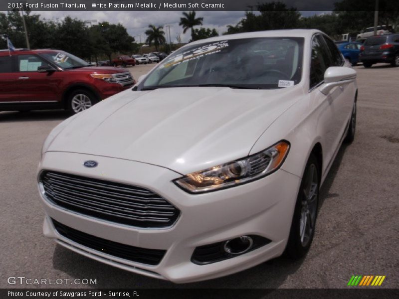 White Platinum Metallic / Medium Soft Ceramic 2015 Ford Fusion Titanium