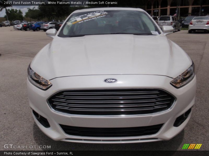 White Platinum Metallic / Medium Soft Ceramic 2015 Ford Fusion Titanium