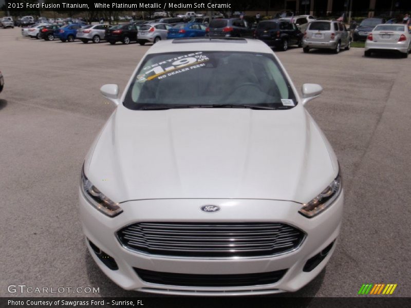 White Platinum Metallic / Medium Soft Ceramic 2015 Ford Fusion Titanium