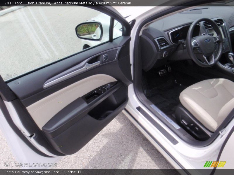 White Platinum Metallic / Medium Soft Ceramic 2015 Ford Fusion Titanium