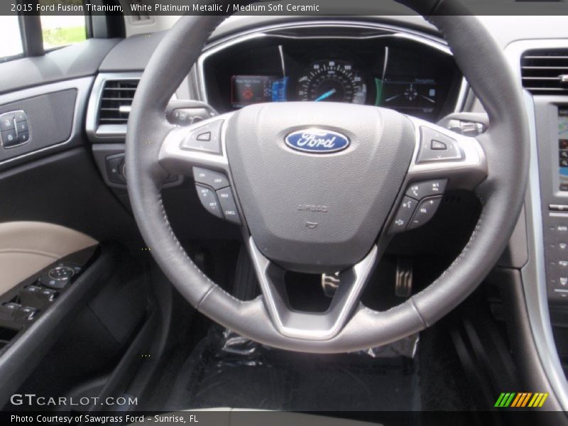 White Platinum Metallic / Medium Soft Ceramic 2015 Ford Fusion Titanium