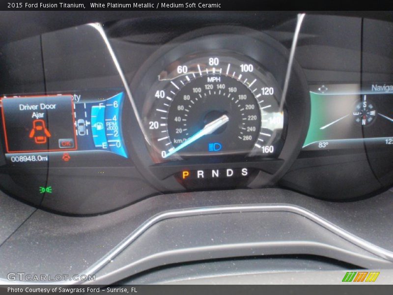 White Platinum Metallic / Medium Soft Ceramic 2015 Ford Fusion Titanium