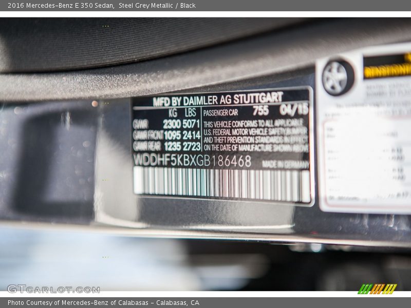 Steel Grey Metallic / Black 2016 Mercedes-Benz E 350 Sedan