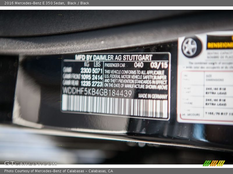 Black / Black 2016 Mercedes-Benz E 350 Sedan