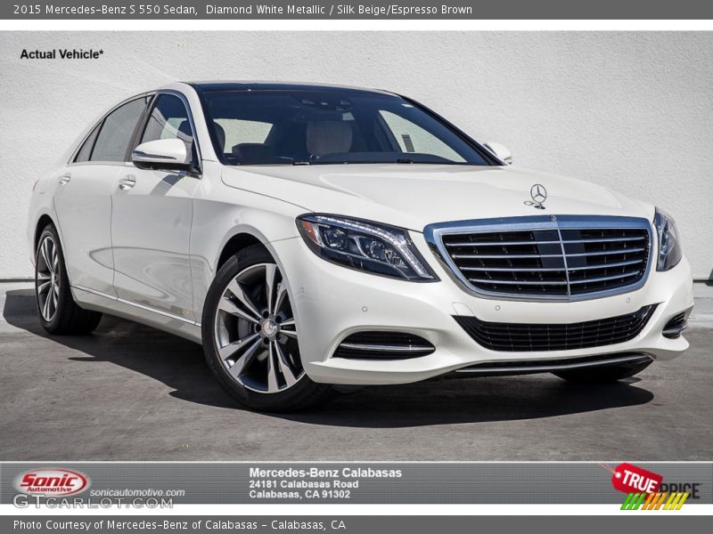Diamond White Metallic / Silk Beige/Espresso Brown 2015 Mercedes-Benz S 550 Sedan