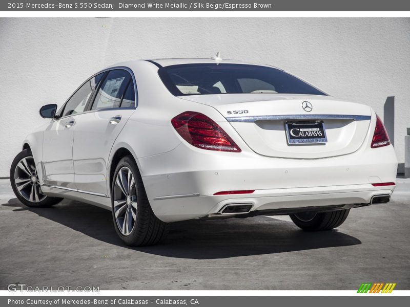 Diamond White Metallic / Silk Beige/Espresso Brown 2015 Mercedes-Benz S 550 Sedan