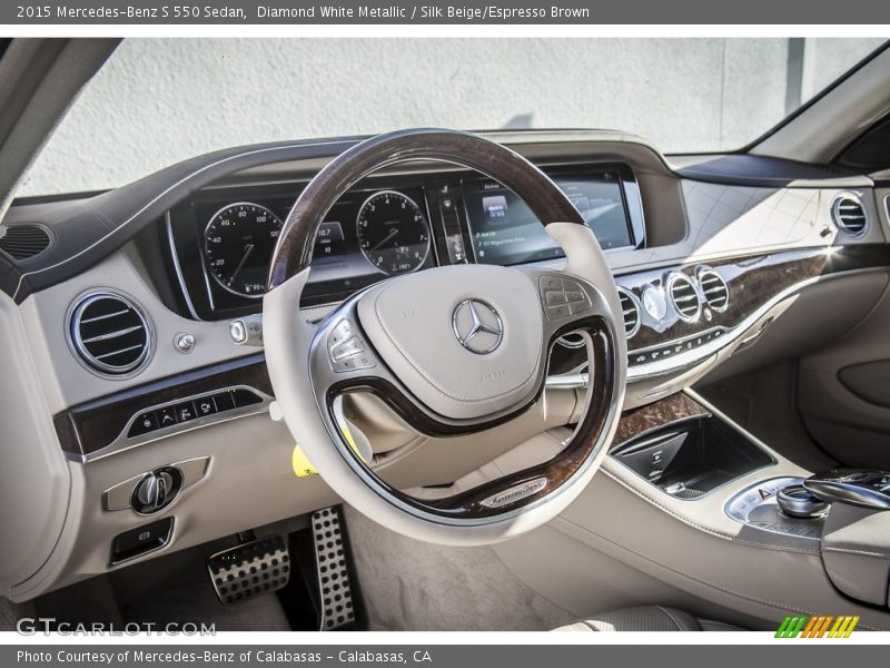 Diamond White Metallic / Silk Beige/Espresso Brown 2015 Mercedes-Benz S 550 Sedan