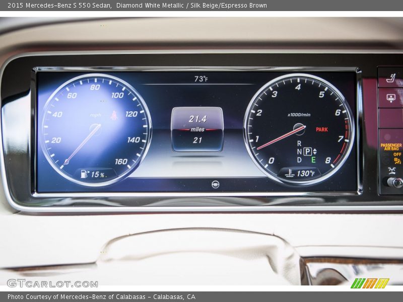 Diamond White Metallic / Silk Beige/Espresso Brown 2015 Mercedes-Benz S 550 Sedan