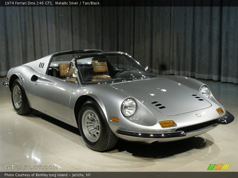 1974 Dino GTS, Metallic Silver / Tan/Black, Front Right - 1974 Ferrari Dino 246 GTS