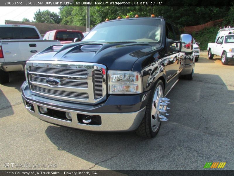 Medium Wedgewood Blue Metallic / Tan 2006 Ford F350 Super Duty Lariat Crew Cab Dually