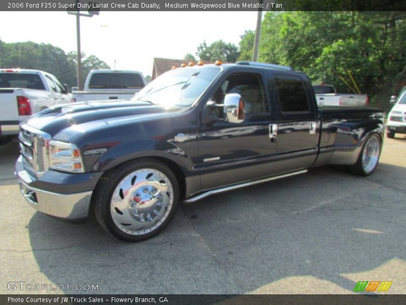 Medium Wedgewood Blue Metallic / Tan 2006 Ford F350 Super Duty Lariat Crew Cab Dually
