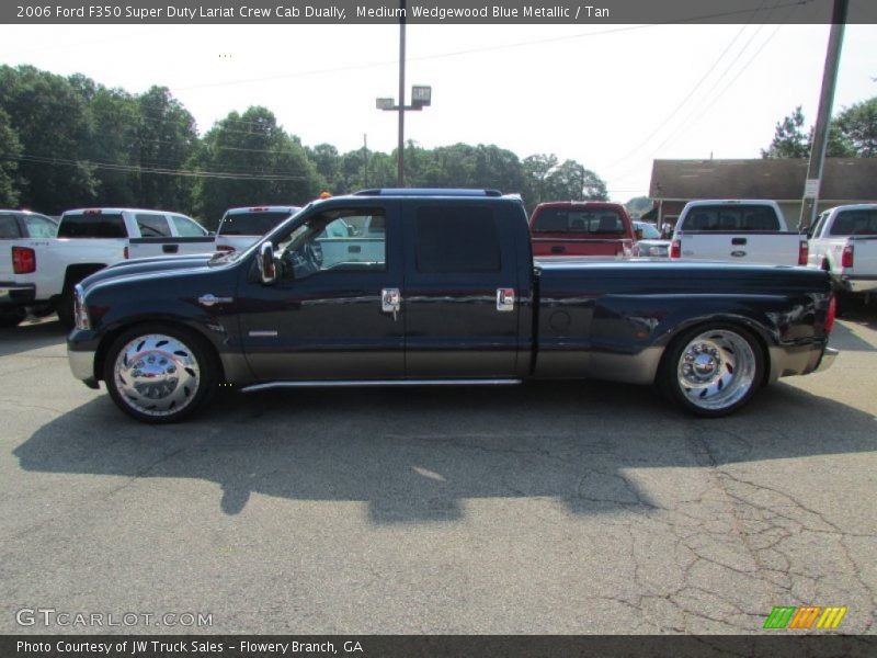 Medium Wedgewood Blue Metallic / Tan 2006 Ford F350 Super Duty Lariat Crew Cab Dually