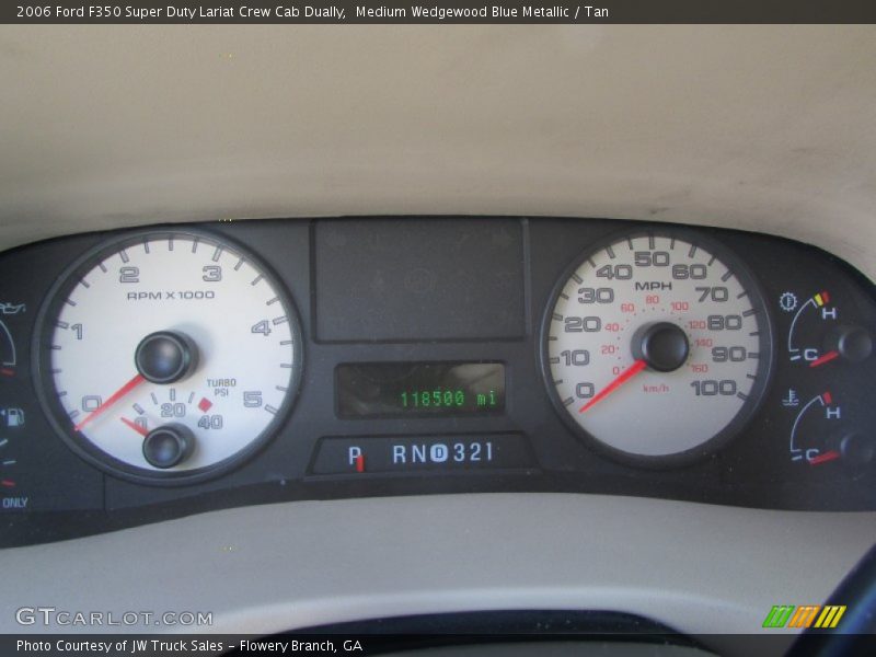 Medium Wedgewood Blue Metallic / Tan 2006 Ford F350 Super Duty Lariat Crew Cab Dually