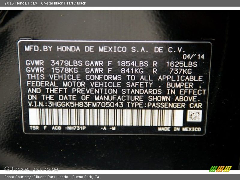 Crystal Black Pearl / Black 2015 Honda Fit EX