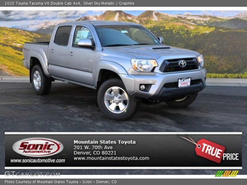 Silver Sky Metallic / Graphite 2015 Toyota Tacoma V6 Double Cab 4x4