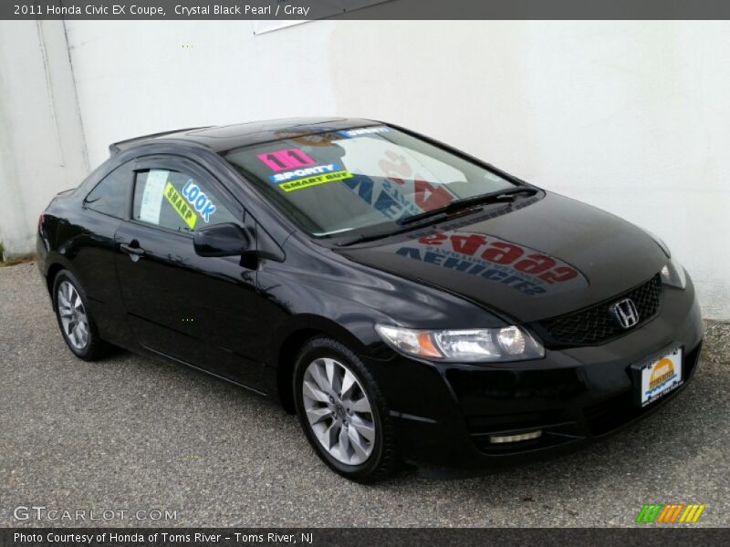 Crystal Black Pearl / Gray 2011 Honda Civic EX Coupe