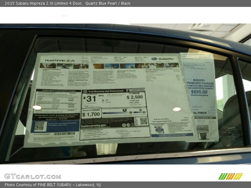  2015 Impreza 2.0i Limited 4 Door Window Sticker