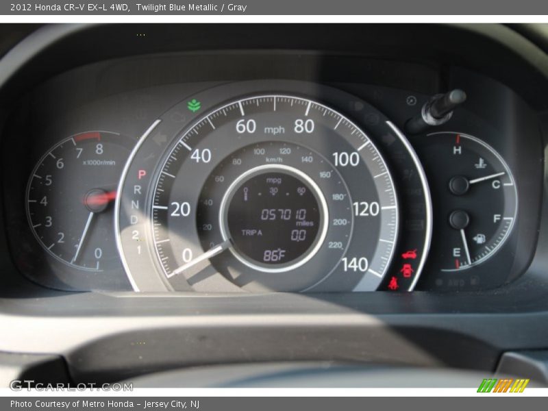 Twilight Blue Metallic / Gray 2012 Honda CR-V EX-L 4WD