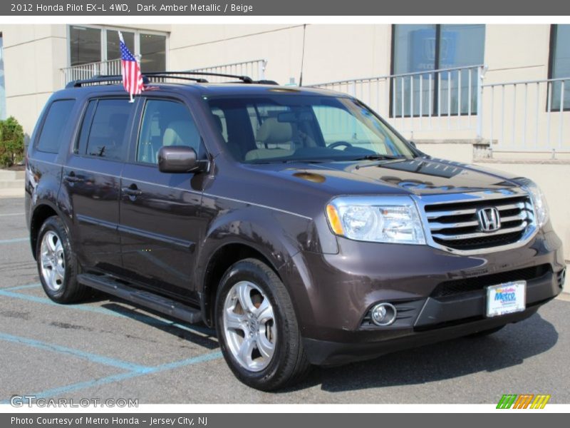 Dark Amber Metallic / Beige 2012 Honda Pilot EX-L 4WD
