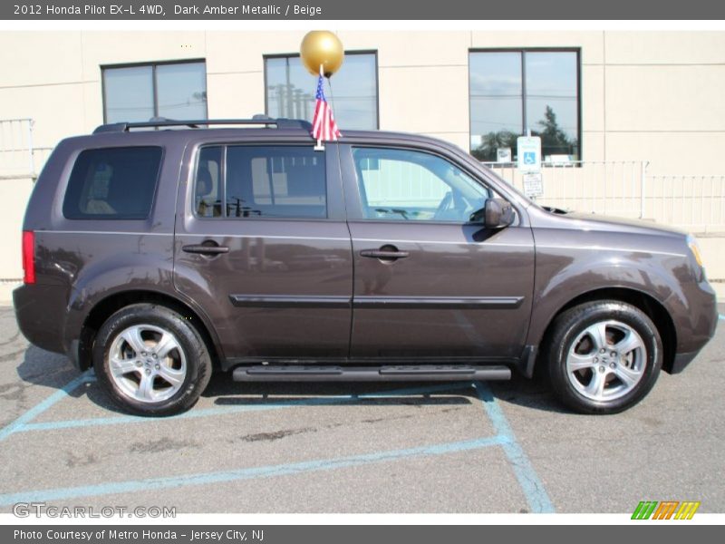 Dark Amber Metallic / Beige 2012 Honda Pilot EX-L 4WD