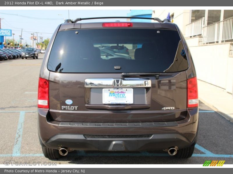 Dark Amber Metallic / Beige 2012 Honda Pilot EX-L 4WD