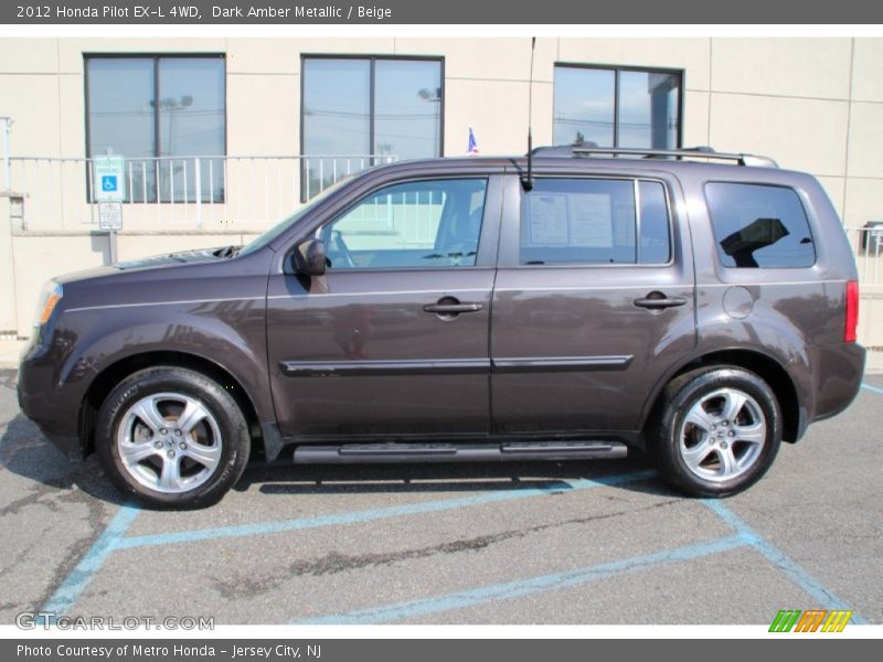 Dark Amber Metallic / Beige 2012 Honda Pilot EX-L 4WD