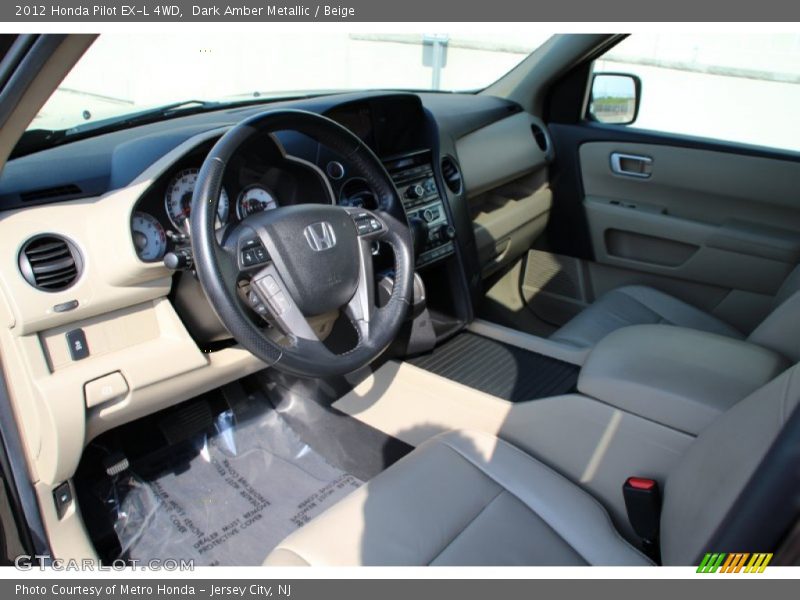Dark Amber Metallic / Beige 2012 Honda Pilot EX-L 4WD