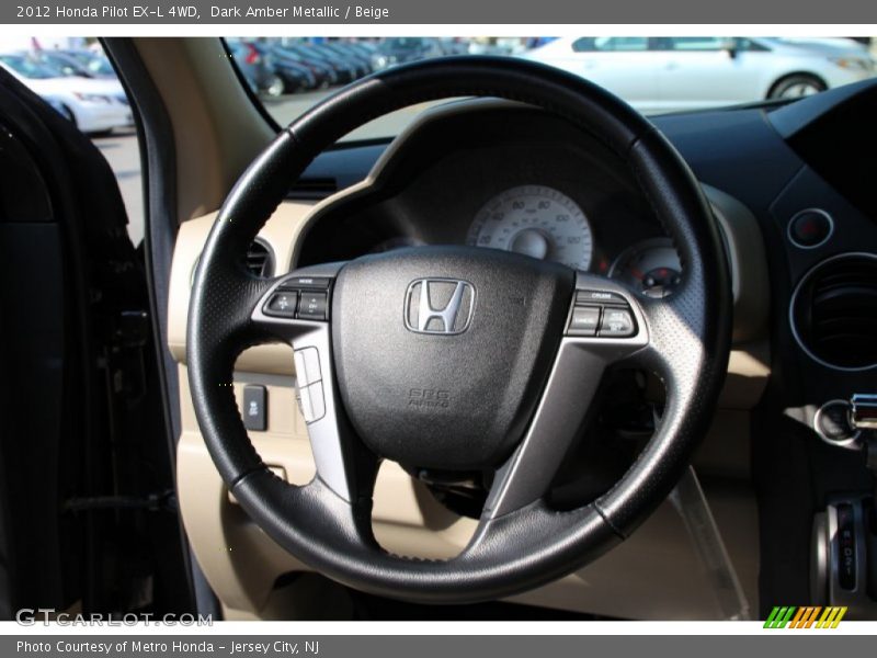 Dark Amber Metallic / Beige 2012 Honda Pilot EX-L 4WD