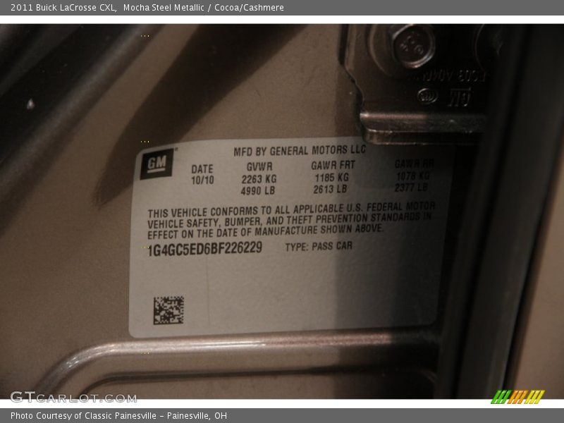 Mocha Steel Metallic / Cocoa/Cashmere 2011 Buick LaCrosse CXL