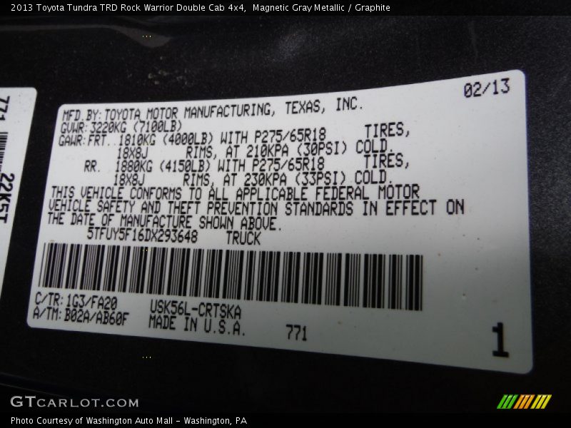 Magnetic Gray Metallic / Graphite 2013 Toyota Tundra TRD Rock Warrior Double Cab 4x4