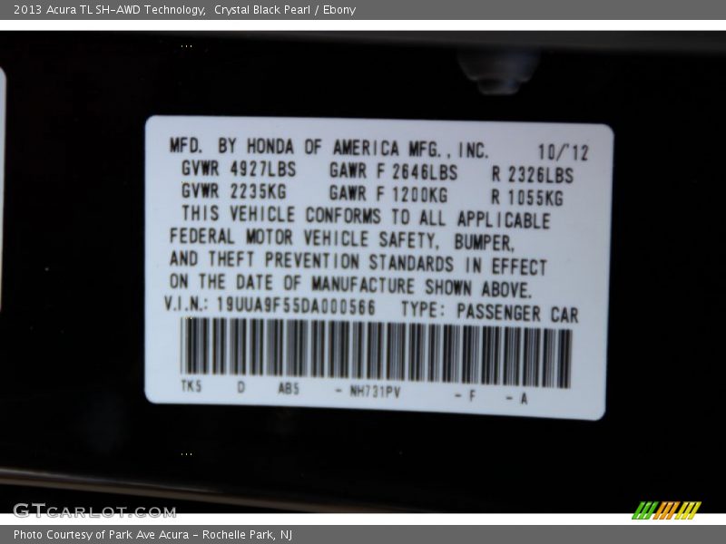 Crystal Black Pearl / Ebony 2013 Acura TL SH-AWD Technology