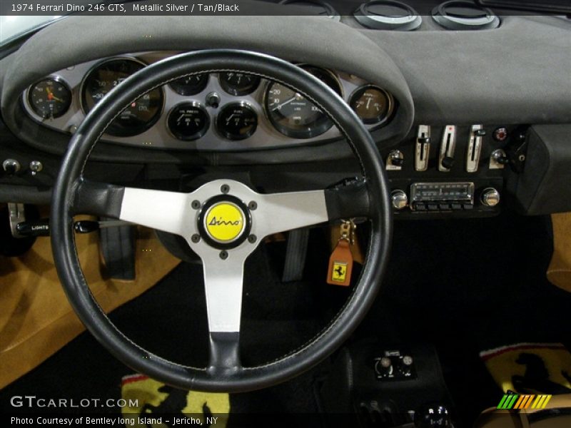 1974 Dino GTS, Metallic Silver / Tan/Black, Steering Wheel, Gauges - 1974 Ferrari Dino 246 GTS
