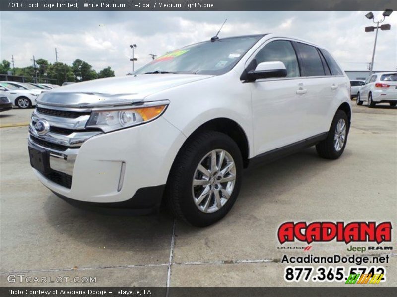 White Platinum Tri-Coat / Medium Light Stone 2013 Ford Edge Limited