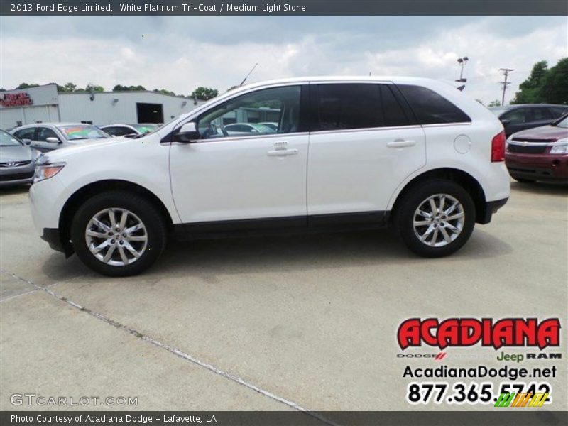White Platinum Tri-Coat / Medium Light Stone 2013 Ford Edge Limited