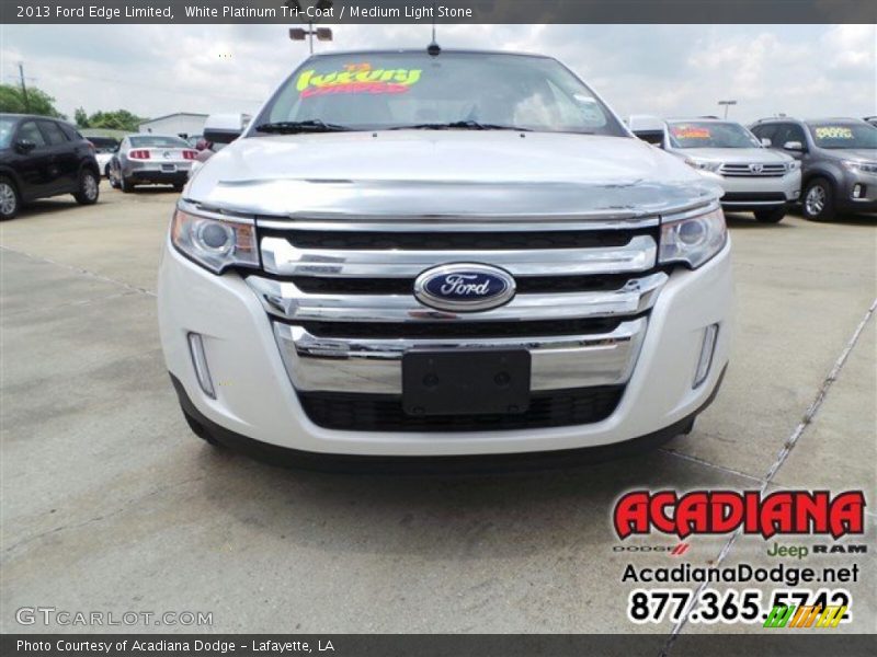 White Platinum Tri-Coat / Medium Light Stone 2013 Ford Edge Limited