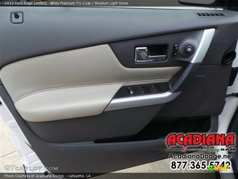 White Platinum Tri-Coat / Medium Light Stone 2013 Ford Edge Limited