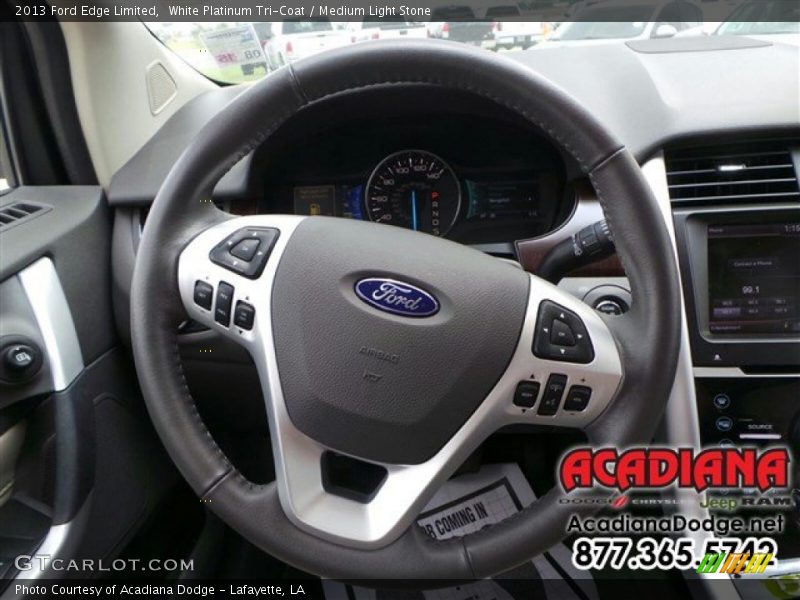 White Platinum Tri-Coat / Medium Light Stone 2013 Ford Edge Limited