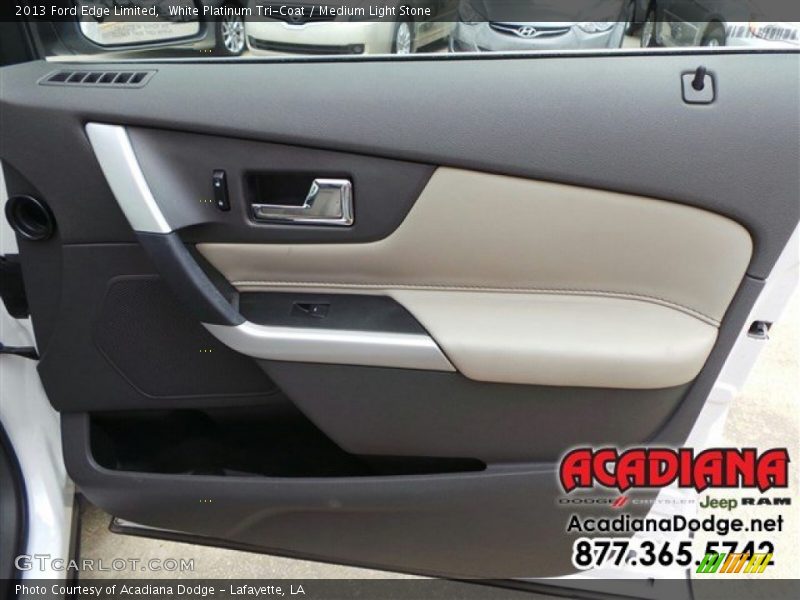 White Platinum Tri-Coat / Medium Light Stone 2013 Ford Edge Limited