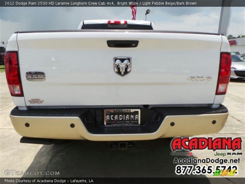 Bright White / Light Pebble Beige/Bark Brown 2012 Dodge Ram 2500 HD Laramie Longhorn Crew Cab 4x4