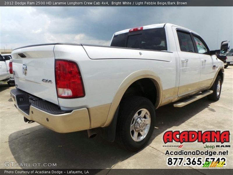 Bright White / Light Pebble Beige/Bark Brown 2012 Dodge Ram 2500 HD Laramie Longhorn Crew Cab 4x4