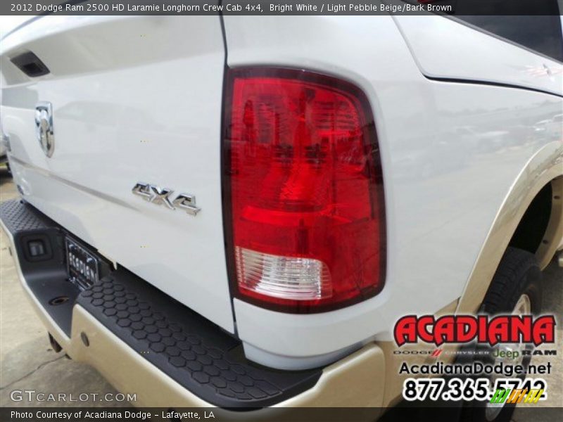 Bright White / Light Pebble Beige/Bark Brown 2012 Dodge Ram 2500 HD Laramie Longhorn Crew Cab 4x4